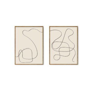 Art prints with black thin pen stroke on beige background