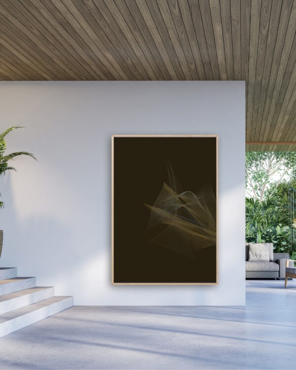 Dark Brown Accent fine art print in living room on white wall